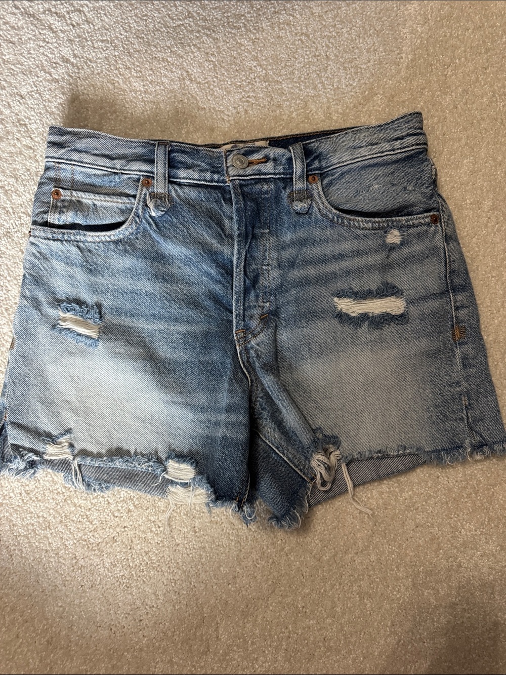 We The Free Faded Blue Distressed Denim Cutoff Shorts